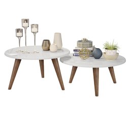 Conjunto de Mesas de Centro Pés Palito Isis Branco - 6