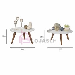 Conjunto de Mesas de Centro Pés Palito Isis Branco - 2