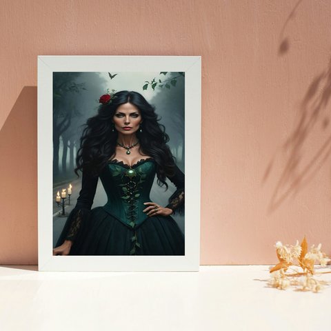 Quadro Pombagira da Figueira 45x34cm - com Vidro:moldura Preta