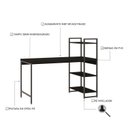 Ver imagem 4 de Escrivaninha Mesa Escritório com Estante 3 Prateleiras Estilo Industrial 135cm Active Yescasa