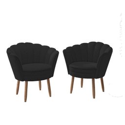Kit 02 Poltronas Decorativas Pétala Escritório Sala Veludo Preto - Visalar - 2