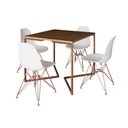 Ver imagem 6 de Mesa Jantar Industrial Quadrada 90Cm Amêndoa Base Cobre V C/4 Cadeiras Brancas Pés Co Cor: Amendoa