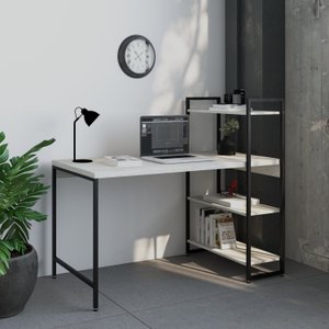 Escrivaninha Mesa Escritório com Estante 3 Prateleiras Estilo Industrial 135cm Active Yescasa