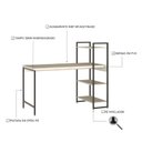 Ver imagem 4 de Escrivaninha Mesa Escritório com Estante 3 Prateleiras Estilo Industrial 135cm Active Yescasa
