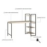 Escrivaninha Mesa Escritório com Estante 3 Prateleiras Estilo Industrial 135cm Active Yescasa - 4