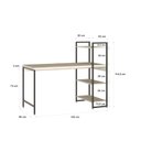 Ver imagem 3 de Escrivaninha Mesa Escritório com Estante 3 Prateleiras Estilo Industrial 135cm Active Yescasa