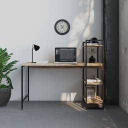 Escrivaninha Mesa Escritório com Estante 3 Prateleiras Estilo Industrial 135cm Active Yescasa - 2 Escrivaninha Mesa Escritório com Estante 3 Prateleiras Estilo Industrial 135cm Active Yescasa - 2