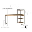 Ver imagem 4 de Escrivaninha Mesa Escritório com Estante Estilo Active 3 Prateleiras 135cm Industrial Yescasa Carvalho Marrom