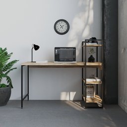 Escrivaninha Mesa Escritório com Estante Estilo Active 3 Prateleiras 135cm Industrial Yescasa Carvalho Marrom - 2 Escrivaninha Mesa Escritório com Estante Estilo Active 3 Prateleiras 135cm Industrial Yescasa Carvalho Marrom - 2