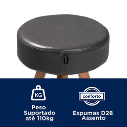 Banco Banqueta Paris Baixa 50cm Couríssimo Preto - Salaone - 3