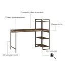 Ver imagem 4 de Escrivaninha Mesa Escritório com Estante Estilo Active 3 Prateleiras 135cm Industrial Yescasa Carvalho Dark Marrom