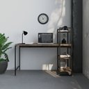 Ver imagem 2 de Escrivaninha Mesa Escritório com Estante Estilo Active 3 Prateleiras 135cm Industrial Yescasa Carvalho Dark Marrom