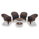 Ver imagem 1 de Conjunto de Poltronas Fibra Sintética Bali Alumínio - 4 Poltronas + 1 Mesa Centro - Tecido Lisato Ma