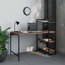 Ver imagem 1 de Escrivaninha Mesa Escritório com Estante Estilo Active 3 Prateleiras 135cm Industrial Yescasa Nogal Marrom