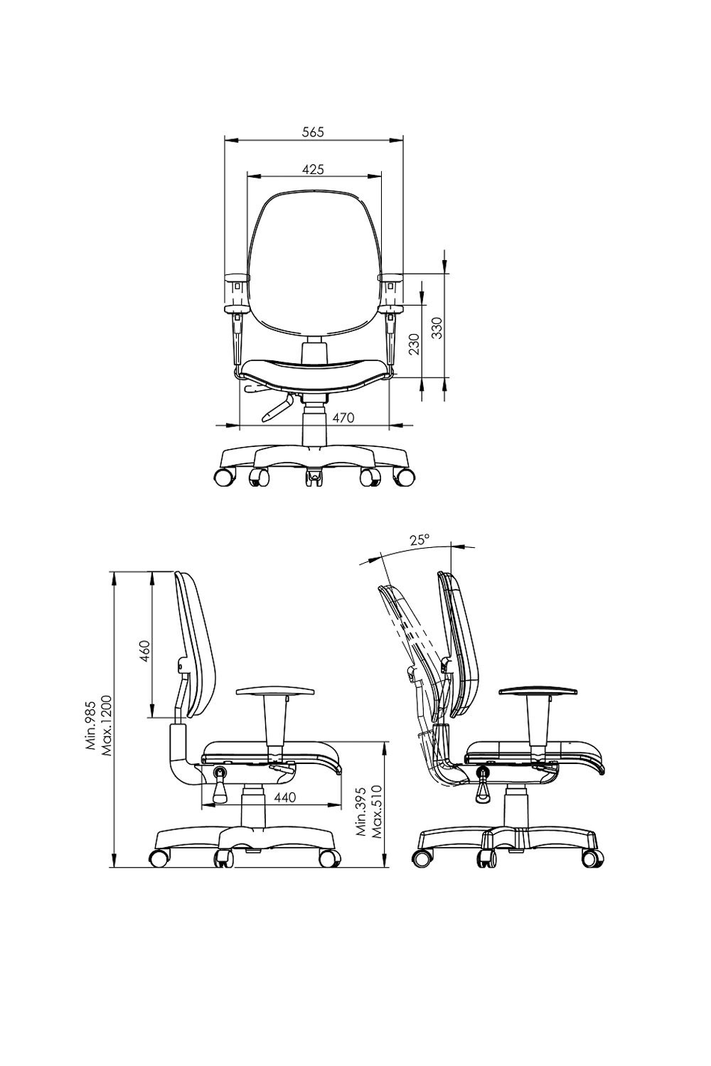 Cadeira Executiva Giratória Internauta Nr17 Ergonômica Preta Gomada - 4