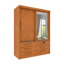 Ver imagem 2 de Guarda Roupa Solteiro com Espelho 2 Portas 6 Gavetas 133cm Chicago Bege/Cinamomo