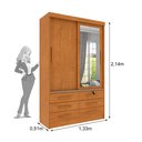 Ver imagem 2 de Guarda Roupa Solteiro com Espelho 2 Portas 6 Gavetas 133cm Chicago