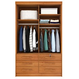 Guarda Roupa Solteiro com Espelho 2 Portas 6 Gavetas 133cm Chicago   - 14