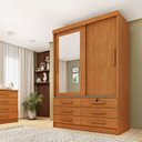 Ver imagem 1 de Guarda Roupa Solteiro com Espelho 2 Portas 6 Gavetas 133cm Chicago