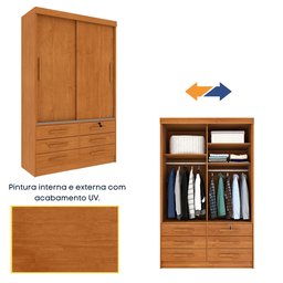 Guarda Roupa Solteiro com Espelho 2 Portas 6 Gavetas 133cm Chicago   - 10