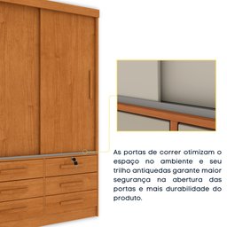 Guarda Roupa Solteiro com Espelho 2 Portas 6 Gavetas 133cm Chicago   - 8