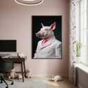 Ver imagem 2 de Quadro Decorativo Porco Terno Branco 70x50cm Mold Branca