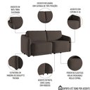 Ver imagem 3 de Sofá Cama Casal para Sala 236cm Polska K04 Veludo Marrom - Mpozenato