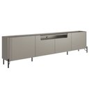 Ver imagem 1 de Rack para Sala de Estar Tv 85 Pol 4 Portas Pés Industrial Preto Alef I03 Grigio - Lyam Decor