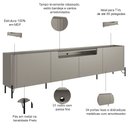 Ver imagem 3 de Rack para Sala de Estar Tv 85 Pol 4 Portas Pés Industrial Preto Alef I03 Grigio - Lyam Decor