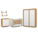 Ver imagem 1 de Dormitório Tutto New 2 Portas, Cômoda 4 Gavetas e Berço Branco Soft/freijó com Capitonê e