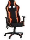 Ver imagem 1 de Cadeira Gamer Ergonômica Giratória Estofado em Couro Preto - Laranja