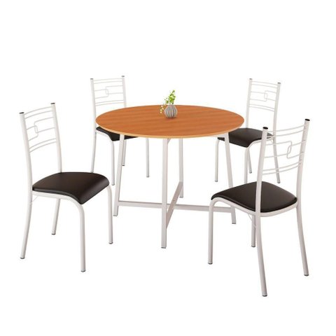 Conjunto Sala de Jantar Ella 90cm 4 Cadeiras Branca C- Preto