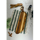 Ver imagem 2 de Tábua Baguete Orgânica para Servir com Cabo e Rebaixo – Madeira de Teca 64x18x2cm