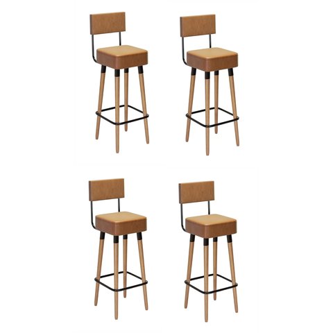 Kit com 4 Banqueta Barcelona Amarula - Salaone