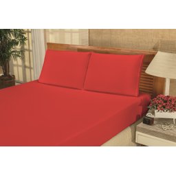 Roupa de Cama de Solteiro 2 Peças Lençol e Fronha Bianca Microfibra Liso:Vermelha - 9