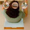 Ver imagem 3 de Kit 6 Cadeira de Jantar Emily Estofada Linho Cinza Pé de Madeira Castanho