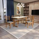 Ver imagem 1 de Conjunto Sala de Jantar Elisa em Madeira Maciça 6 Cadeiras Boucle Cinza