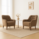 Ver imagem 1 de Kit 2 Poltronas Decorativas com Tachas e Pés de Madeira Veludo Shaula Larbelle