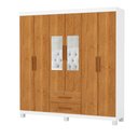 Ver imagem 3 de Guarda-roupa Solteiro Regalle 6 Portas 2 Gavetas com Pés e Espelho Branco/cinamomo - Pnr Móveis