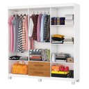 Ver imagem 2 de Guarda-roupa Solteiro Regalle 6 Portas 2 Gavetas com Pés e Espelho Branco/cinamomo - Pnr Móveis