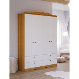 Quarto de Bebê com Berço e Guarda Roupa 4 Portas 4 Gavetas Aquarela Espresso Móveis - 5