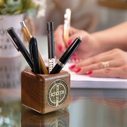 Porta Canetas Madeira C/medalha São Bento Ov Decoração - Nova Lumen 173053 - 4