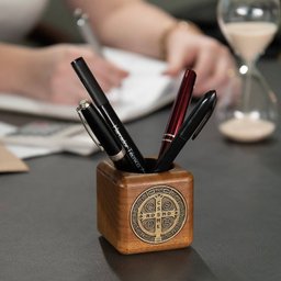 Porta Canetas Madeira C/medalha São Bento Ov Decoração - Nova Lumen 173053 - 8