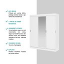 Ver imagem 4 de Guarda-roupa Infantil Fenix 3 Portas de Correr com Espelho 4 Gavetas Branco Carraro