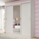 Ver imagem 1 de Guarda-roupa Infantil Fenix 3 Portas de Correr com Espelho 4 Gavetas Branco Carraro