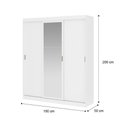Ver imagem 2 de Guarda-roupa Infantil Fenix 3 Portas de Correr com Espelho 4 Gavetas Branco Carraro