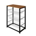 Ver imagem 3 de Fruteira Com Suporte Para Micro-Ondas Barcelona Aço Preto Cesto Branco Tampo Canela Cor: Canela