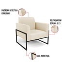 Ver imagem 6 de Kit 2 Poltronas Base Industrial Alta Preto Marisa Linho D03 - D’Rossi A19 Bege