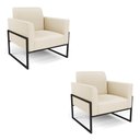Ver imagem 1 de Kit 2 Poltronas Base Industrial Alta Preto Marisa Linho D03 - D’Rossi A19 Bege