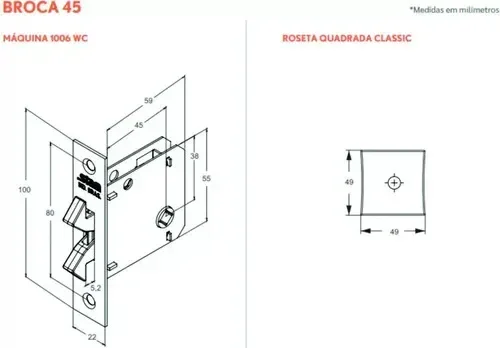 Fechadura 1006s Porta Bater/correr Wc Ros. Quadrada Rose - 3
